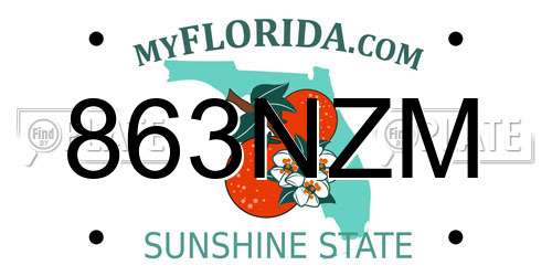 863NZM Florida License Plate