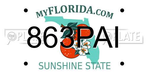 863PAI Florida License Plate