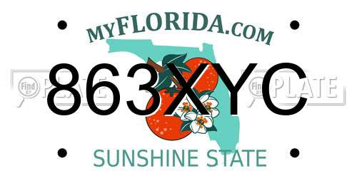863XYC Florida License Plate