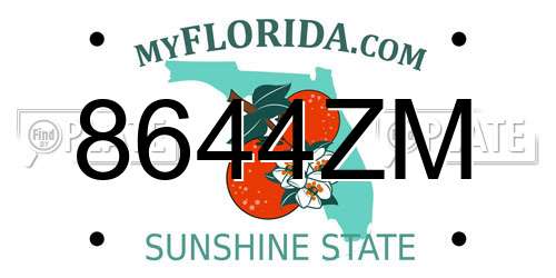 8644ZM Florida License Plate