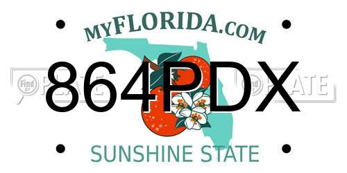 864PDX Florida License Plate