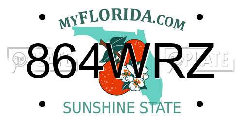 864WRZ Florida License Plate