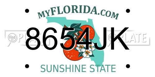 8654JK Florida License Plate