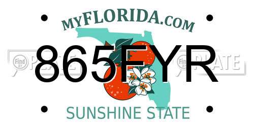 865FYR Florida License Plate
