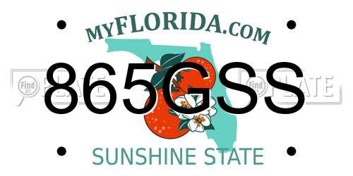 865GSS Florida License Plate