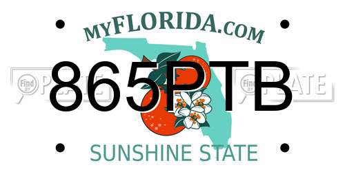 865PTB Florida License Plate