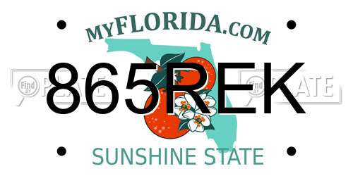 865REK Florida License Plate