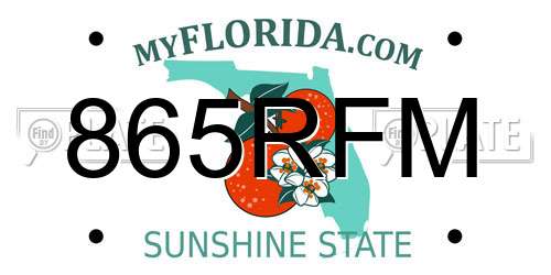 865RFM Florida License Plate
