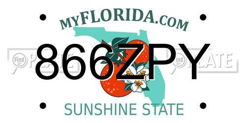 866ZPY Florida License Plate