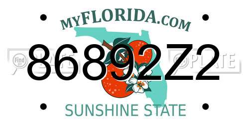 86892Z2 Florida License Plate