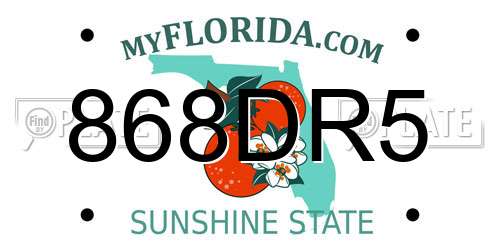 868DR5 Florida License Plate