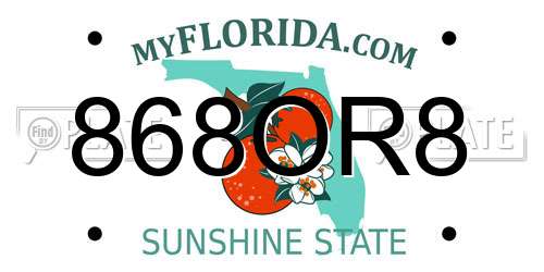868OR8 Florida License Plate