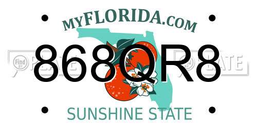 868QR8 Florida License Plate