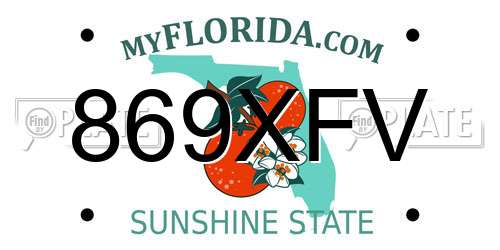 869XFV Florida License Plate