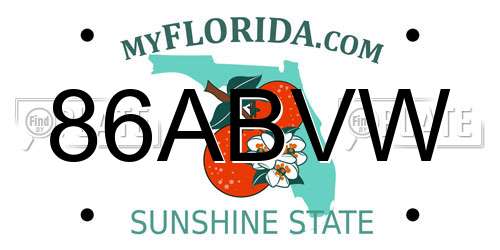 86ABVW Florida License Plate