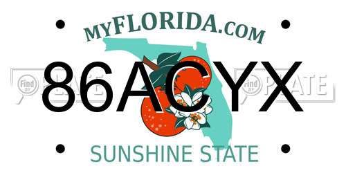 86ACYX Florida License Plate