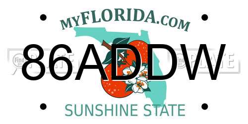 86ADDW Florida License Plate