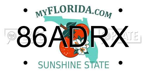 86ADRX Florida License Plate