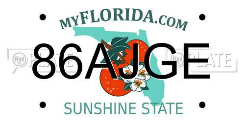 86AJGE Florida License Plate