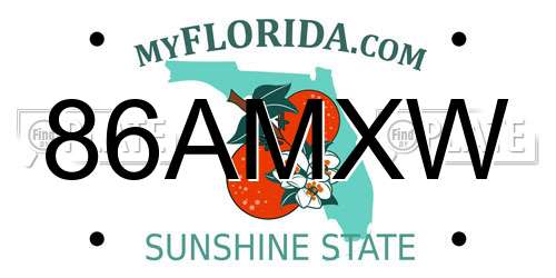 86AMXW Florida License Plate