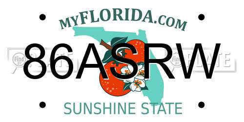 86ASRW Florida License Plate