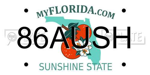 86AUSH Florida License Plate