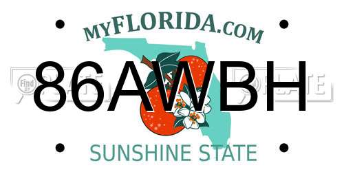 86AWBH Florida License Plate