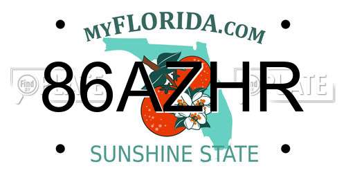 86AZHR Florida License Plate