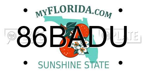 86BADU Florida License Plate