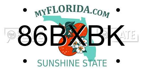 86BXBK Florida License Plate