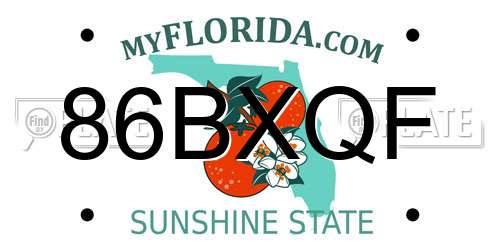 86BXQF Florida License Plate