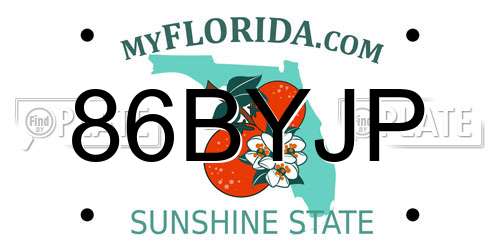 86BYJP Florida License Plate