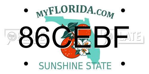 86CEBF Florida License Plate