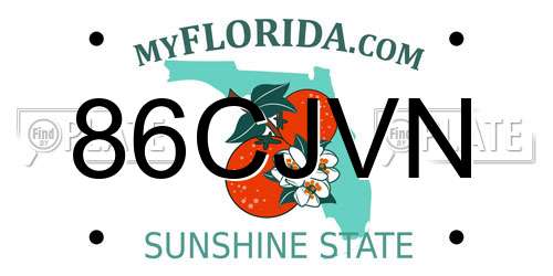 86CJVN Florida License Plate