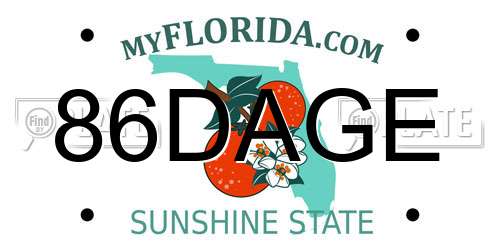 86DAGE Florida License Plate