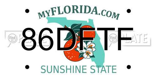 86DFTF Florida License Plate