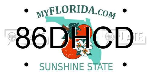 86DHCD Florida License Plate