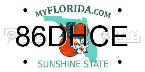 86DHCE Florida License Plate