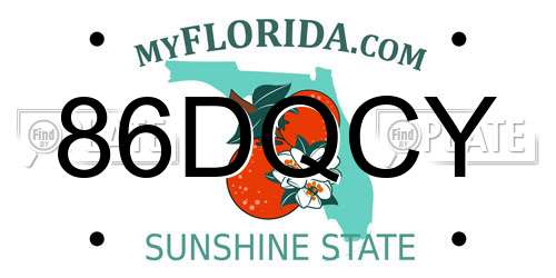 86DQCY Florida License Plate