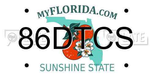 86DTCS Florida License Plate