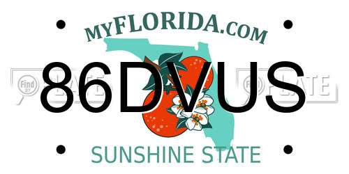 86DVUS Florida License Plate