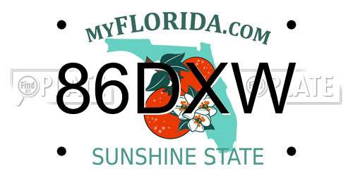 86DXW Florida License Plate