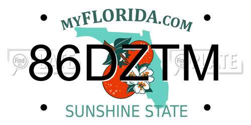 86DZTM Florida License Plate