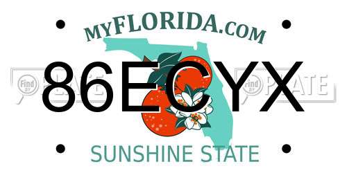 86ECYX Florida License Plate
