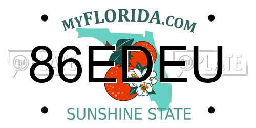 86EDEU Florida License Plate