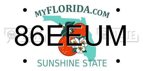 86EEUM Florida License Plate