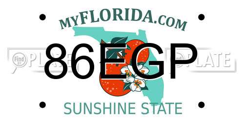 86EGP Florida License Plate