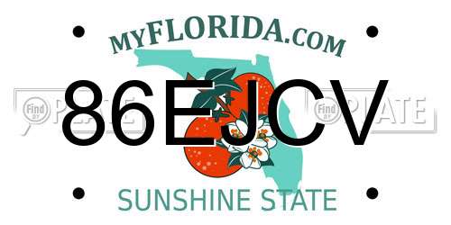 86EJCV Florida License Plate