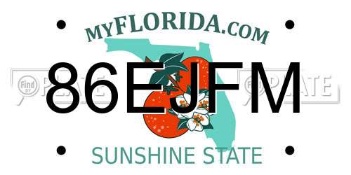 86EJFM Florida License Plate