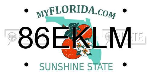 86EKLM Florida License Plate